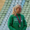 Jeanine Nygård på prispallen efter 400m. (© Jenni Isolammi)