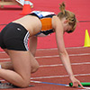 Janina Björkström  startar i Falkens lag på 4x400m D19 (© Sandra Eriksson)