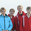 H17 4x300m. LIFs pojkar, fr.v. Martin Sjöskog, Simon Haglund, Richard Nylund och Conny Finne. (© Rune Härtull)