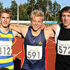Pojkar A - 100m Axel Pelander Karleby svenska gymnasium, Victor Jansson Ålands Lyceum, Simon Haglund Yrkesskolan Optima (© Rune Härtull)